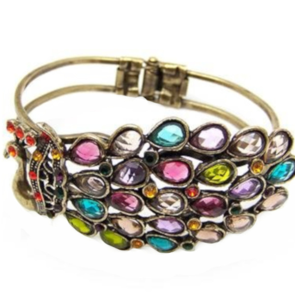Rainbow Peacock Bangle Bracelet Jewelry 458-BB - Picture 1 of 8